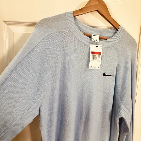 Nike Tour Men's Golf Sweater Pullover Blue/Black Size Large Dry-Fit Crewneck NWT